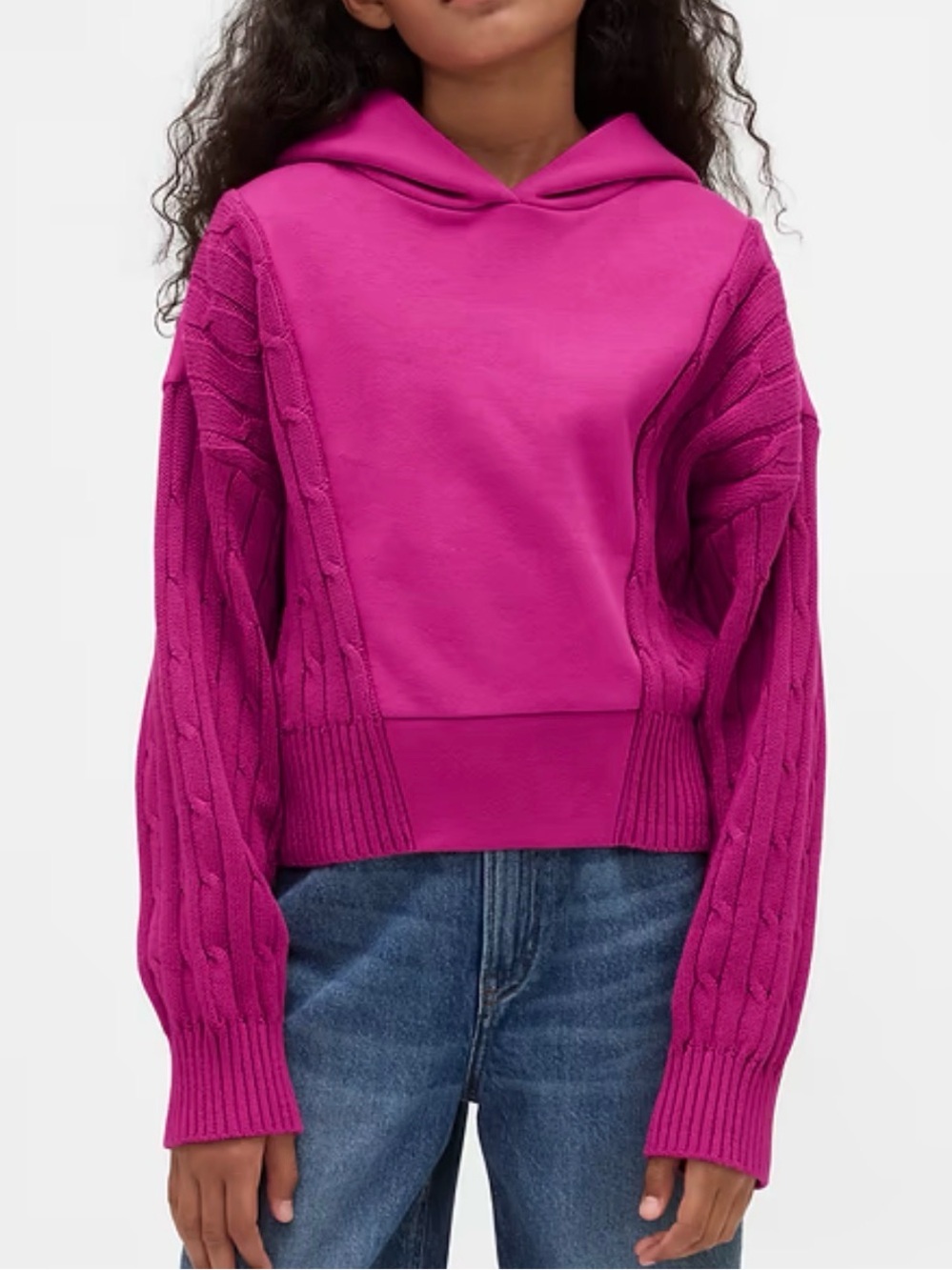 GAP Kids VintageSoft Mixed Media Hoodie Pink Size Small NWT